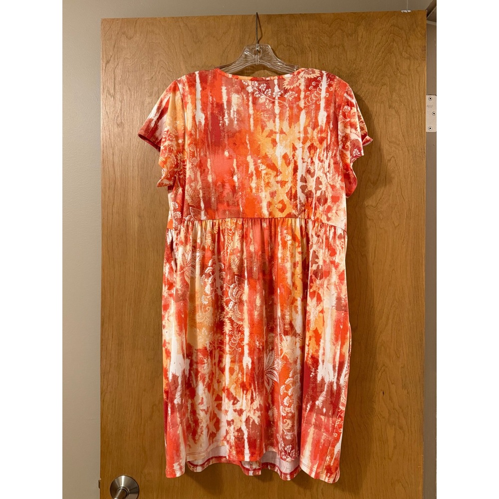 LuLaRoe Heidi Babydoll Dress Women's M Tie Dye Floral Button Front Pockets - Picture 2 of 5